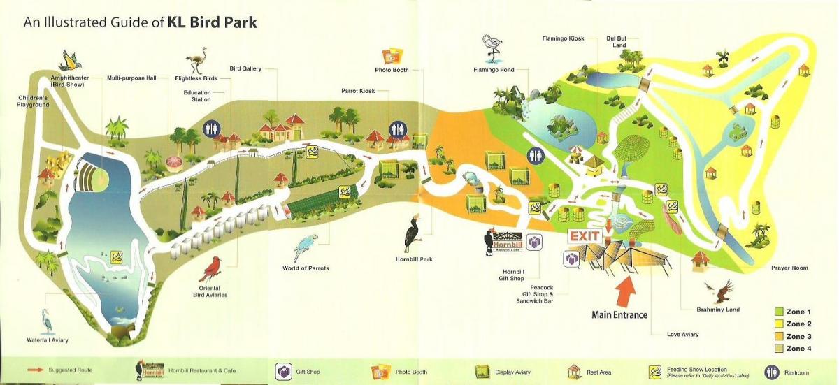Kuala лумпурский ptica park na karti