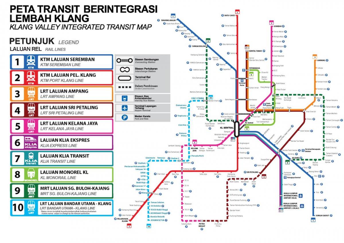 karta podzemne željeznice Kuala Lumpur