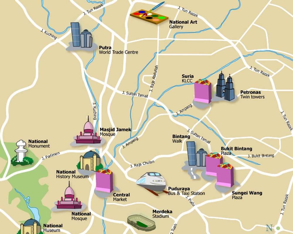 turistička karta Kuala lumpuru u Maleziji