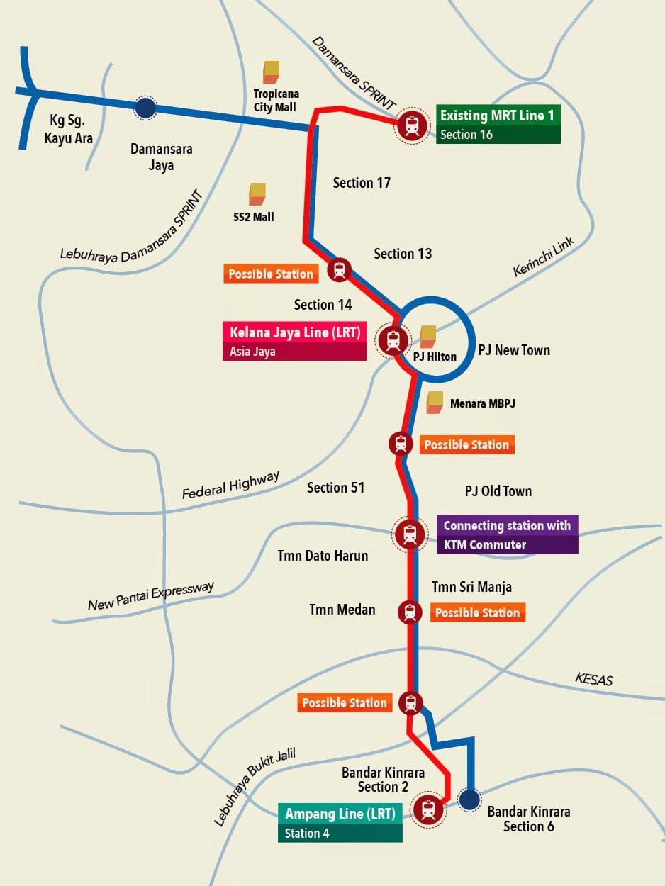 келана Jaya LRT stanica karti