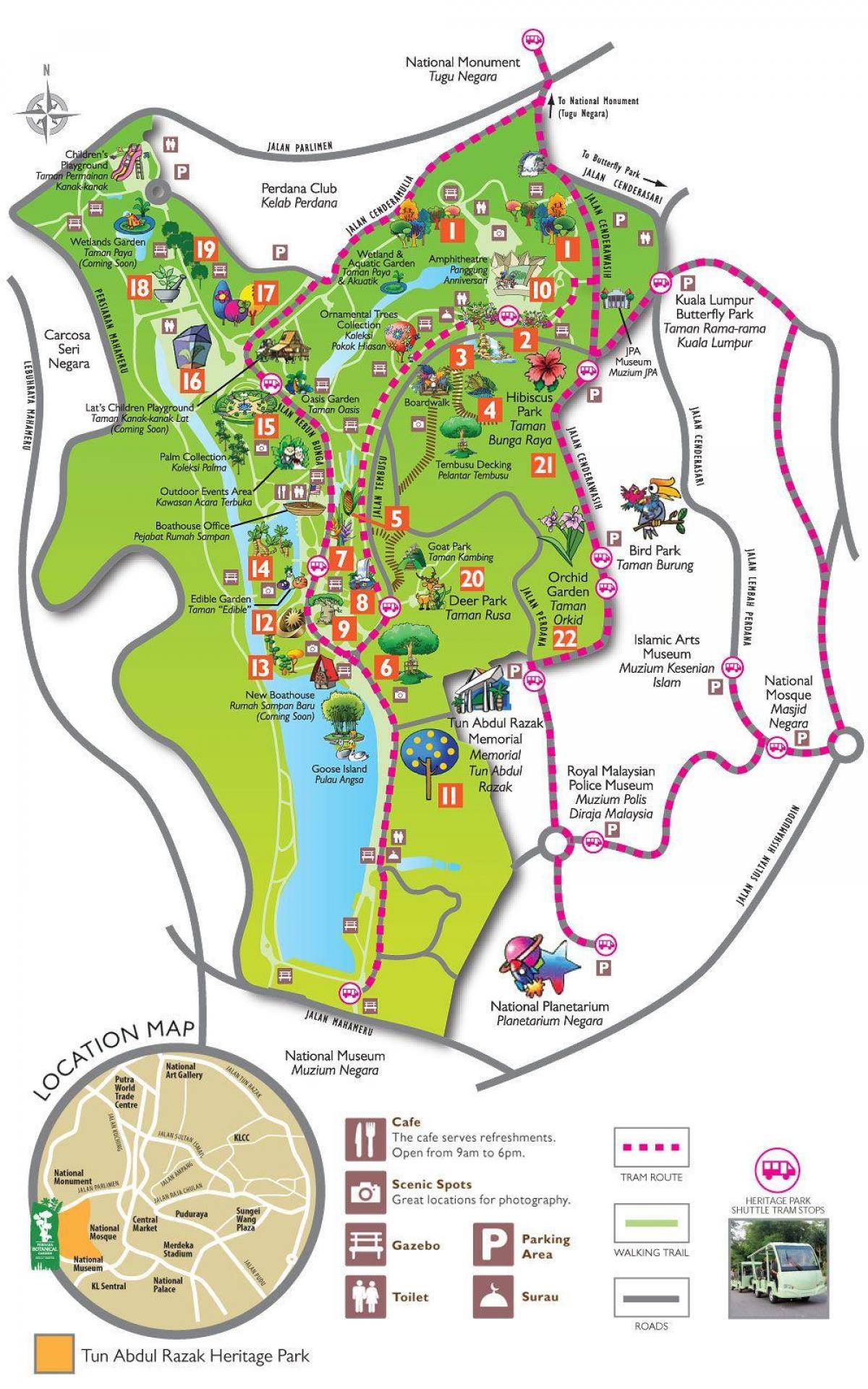 Karta Botanički vrt Пердана