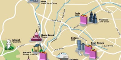 Turistička karta Kuala lumpuru u Maleziji