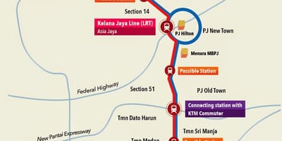 Келана Jaya LRT stanica karti